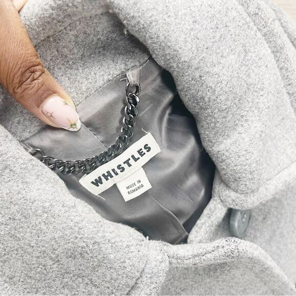 Whistles Grey Wool Button Down Coat Size 6 - Picture 3 of 9